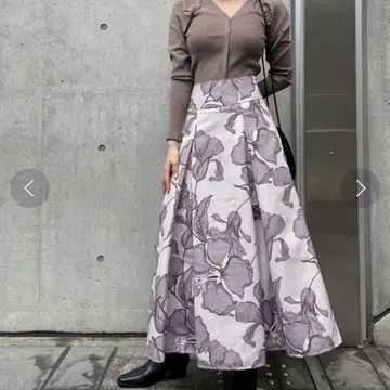 프레이 아이디 DEVEAUX 하이웨스트 플라워 스커트 라이트 그레이