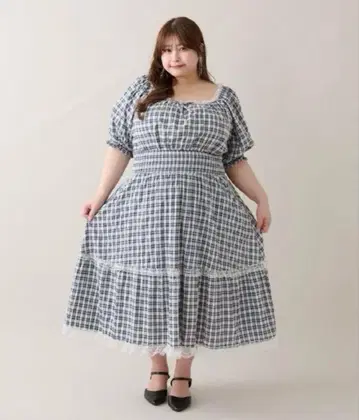 레이스 티어드 퍼프 슬리브 원피스