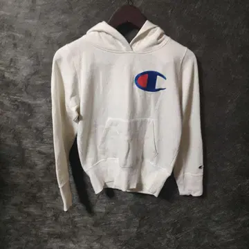 Champion 화이트 후드티 후드 부착