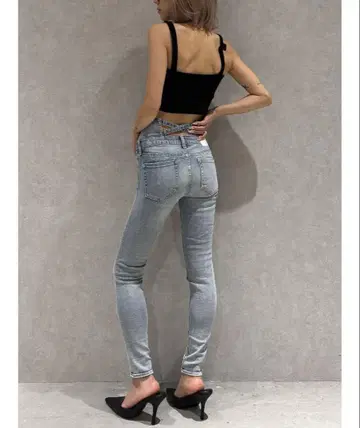 GYDA TINY 작은 키 착용 하이웨스트 허리 크로스 데님 팬츠 M