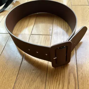 와이드 브라운 가죽풍 벨트 약 70cm