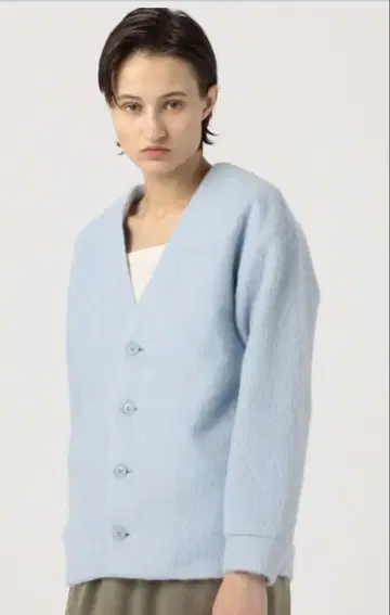 알파카 샤기 V넥 자켓