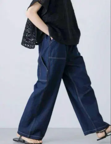 미사용 카구레 코튼 린넨 데님 페인터 팬츠