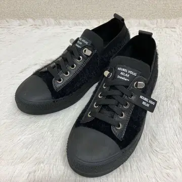 누벨 보 릴랙스 보아 니트 통굽 신발 블랙 24cm