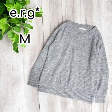 e.r.g* 크루넥 리브 편직 니트 긴팔 울 알파카 혼방