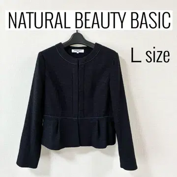 내추럴 뷰티 베이직 노카라 자켓 네이비 트위드 L