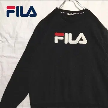 휠라 해외 구제 의류 맨투맨 트레이닝복 로고 빅 사이즈 레트로 블랙