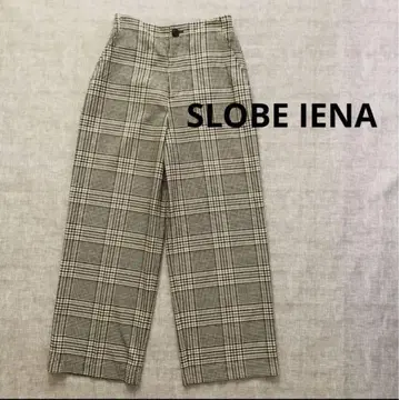 SLOBE IENA 체크 무늬 와이드 테이퍼드 팬츠
