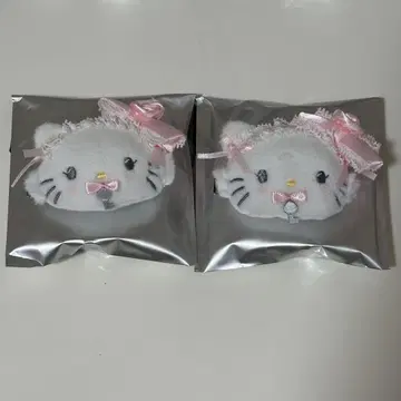시크릿 헤어 클립 화이트 프릴 디자인 시리즈 챠미 키티 2점