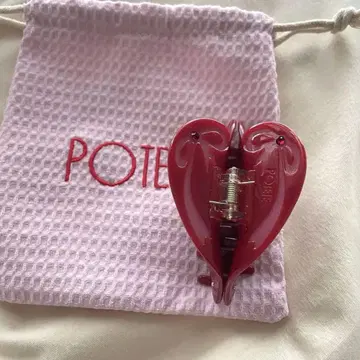 POTETE 포테테 리본 하트 클립 빨간색 red