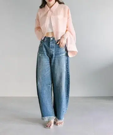 택 포함 새상품 미스틱 커브 데님 0 사이즈 네이비