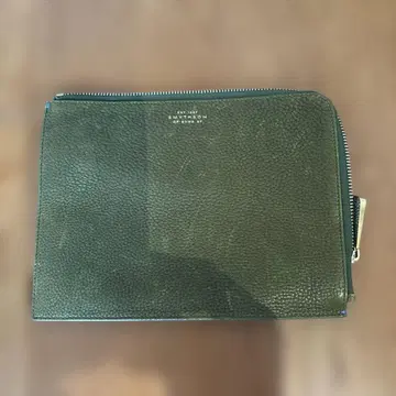 SMYTHSON 다크 그린 가죽 파우치