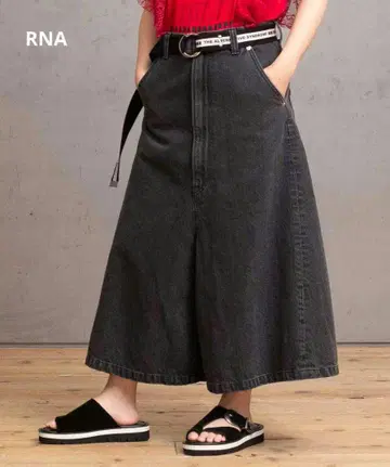 RNA 블랙 데님 와이드 팬츠