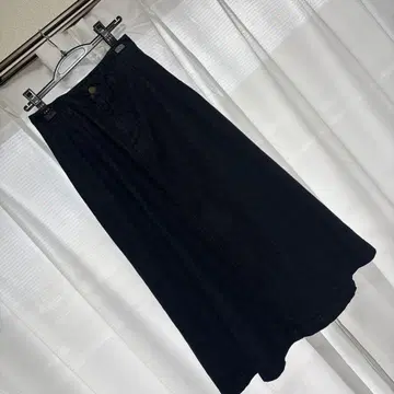 띠어리 데님 A 라인 롱 스커트 블랙