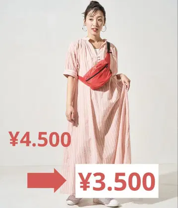 오렌지 스트라이프 반팔 셔츠 원피스