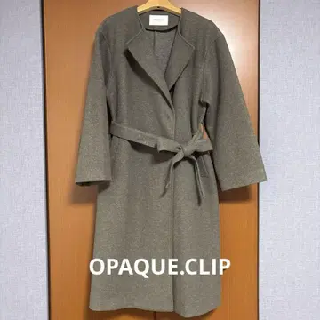 그레이 벨트 부착 롱 코트