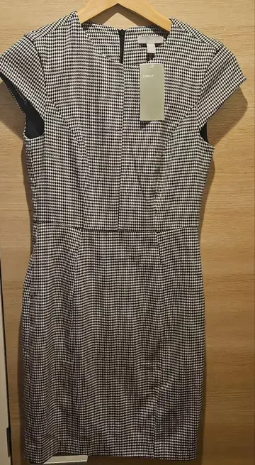 미사용 새상품 H&M 반팔 체크 무늬 원피스 UK 8
