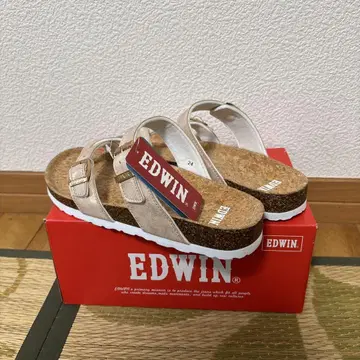 EDWIN 베이지 스트랩 샌들 24cm 외상자 없음