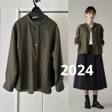 2024SS 마가렛호웰 린넨 100% 올리브 긴팔 셔츠