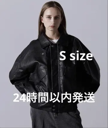 CLEL Vintage Design Blouson 페이크 레더 자켓
