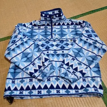 JANSPORT 플리스 자켓 블루 계열 기하학 패턴