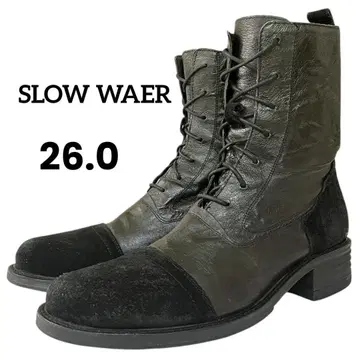 [스테디셀러] SLOW WAER 레이스업 부츠 가죽/스웨이드 블랙