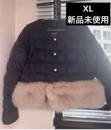TAION 다운 자켓 XL 네이비 퍼 포함