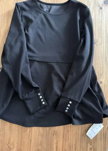 이시카와 라보 히토미 백 새틴 조젯 페플럼 디자인 블랙