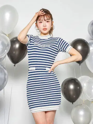 Darich 다리치 보더 니트 미니 원피스