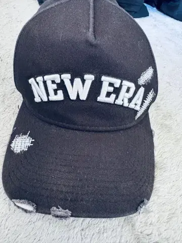 NEW ERA 골프 캡 블랙 데미지 가공