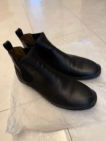 spingle move 블랙 가죽 사이드 고어 부츠