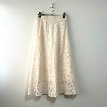 나우나우 여성용 플레어 스커트 롱 레이스 화이트 M