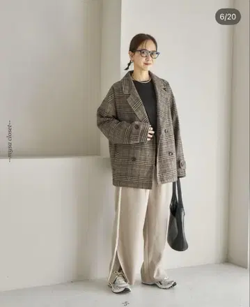 시마무라 다나카 리나 mysa closet 테일러드 자켓 체크 M