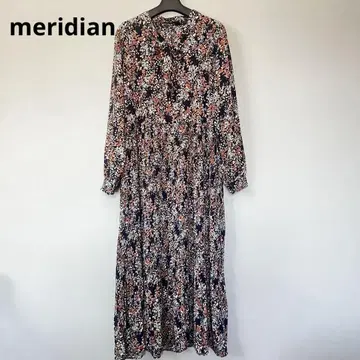 meridian 메리디안 꽃무늬 플리츠 리본 타이 보타이 원피스
