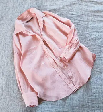 ZARA 린넨 더스티 핑크 긴팔 셔츠 오버 사이즈