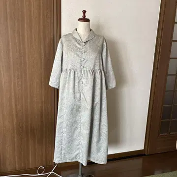 그레이 계열 다이아몬드 패턴 7부 소매 원피스 화학 섬유 기모노 리메이크