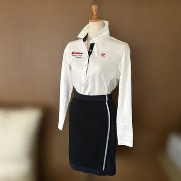 화이트 긴팔 피케 셔츠