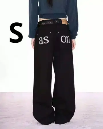 as''on ason 블랙 스트레이트 데님 팬츠