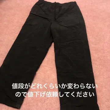 블랙 와이드 팬츠 허리밴딩