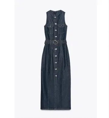ZARA 다크 데님 슬리브리스 롱 원피스