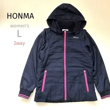 혼마 골프 검정 블랙 핑크 폴리에스테르 자켓 베스트 2way 여성용 L