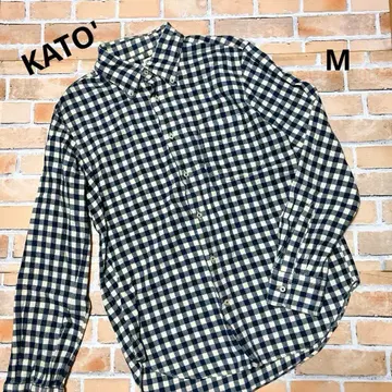 [카토] 체크 셔츠 M 면 100% 버튼 다운 칼라