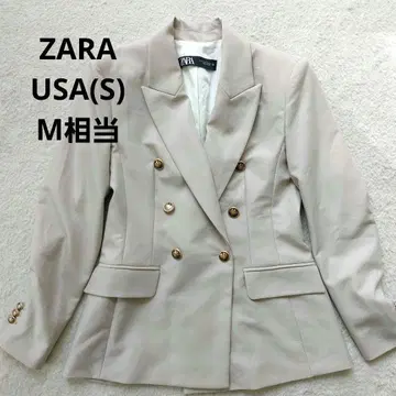자라 더블 버튼 테일러드 자켓 베이지 골드 버튼