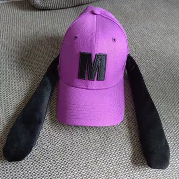 디즈니 구피 귀 달린 보라색 캡 M 자수 58cm