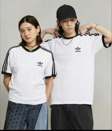 adidas 오리지널스 스트라이프 반팔 T셔츠 화이트