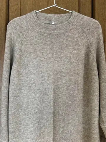 MUJI 베이지 야크 혼방 모크넥 니트 원피스 긴팔