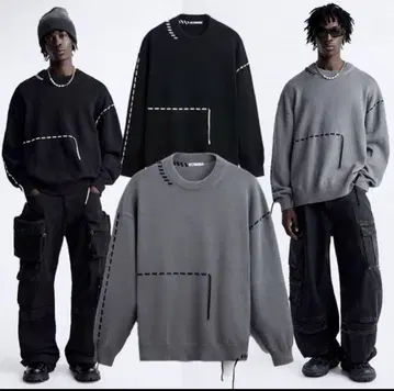 완판 ZARA 자라 탑스티치 밴딩 디테일 스웨터 니트 M