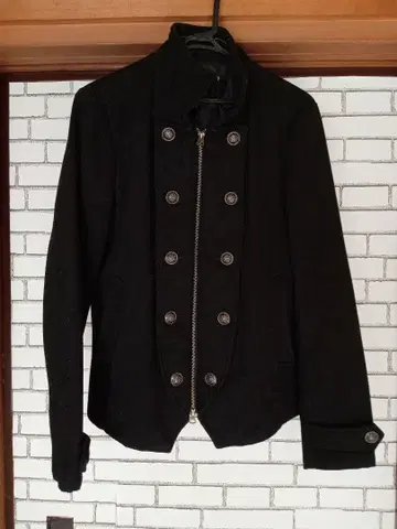 CIVARIZE 블랙 더블 브레스트 피 코트 46