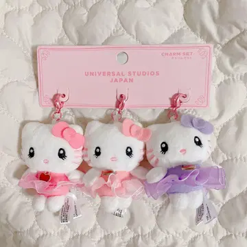 USJ 유니버셜 한정판 헬로키티 봉제 인형 참 세트