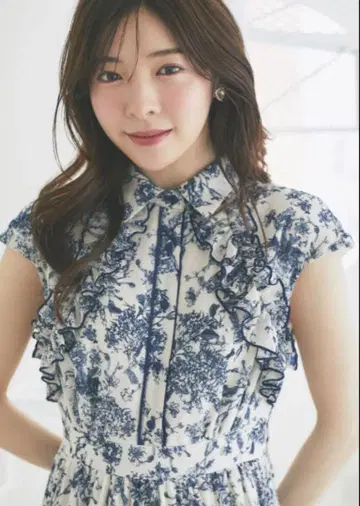 tocco closet 프릴 달린 플라워 프린트 셔츠 플리츠 원피스